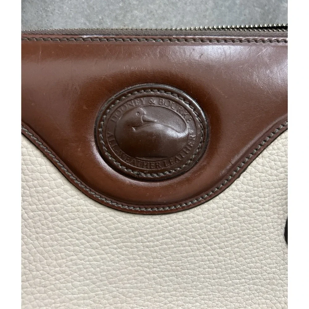 Dooney & Bourke Rare Vintage AWL Satchel Handbag in Bone &‎ Burnt Cedar